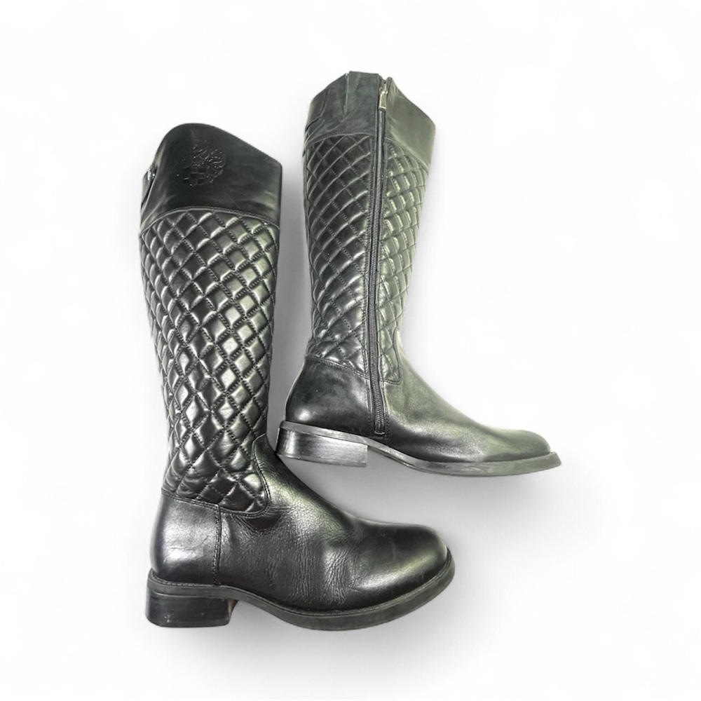 Vince Camuto Women's 8 Leather Black Quilted Knee-High Boots
